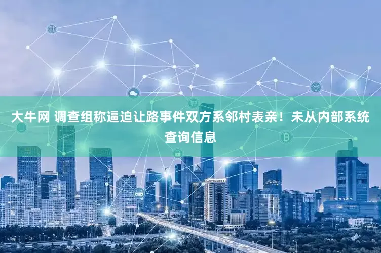 大牛网 调查组称逼迫让路事件双方系邻村表亲！未从内部系统查询信息